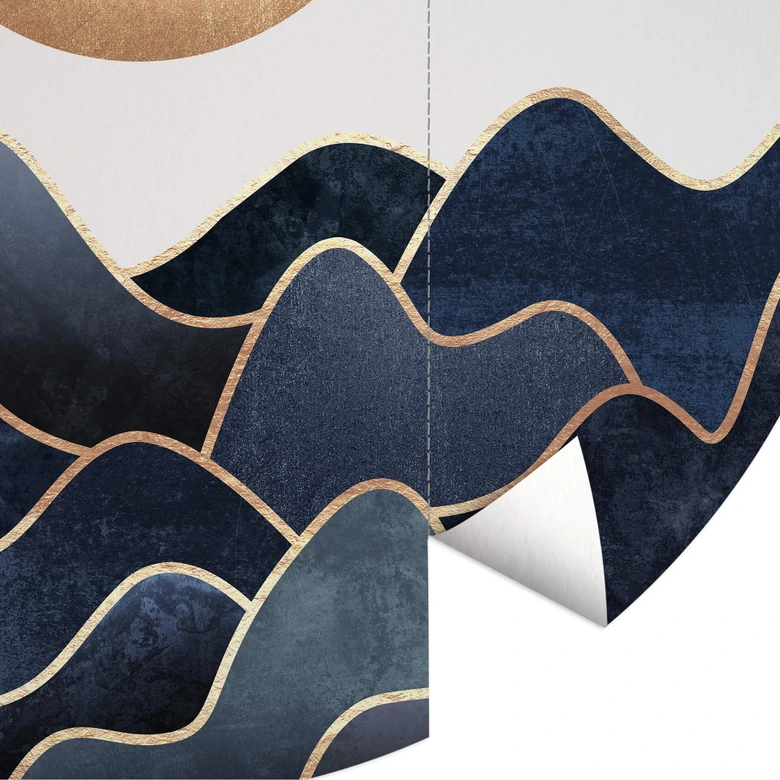 Papier peint photo rond Fredriksson - Vagues - papier peint intissé/papier peint intissé autocollant 
