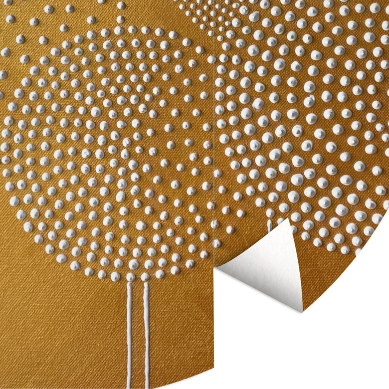 Fototapete Blumen aus weißen Perlen - Grande - Rund - Selbstklebend/Vlies 