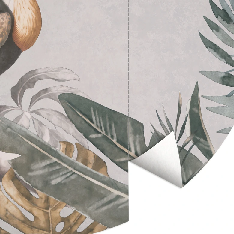 Fototapete Tropischer Wald mit Tukan - Rund - Haase - Selbstklebend/Vlies 