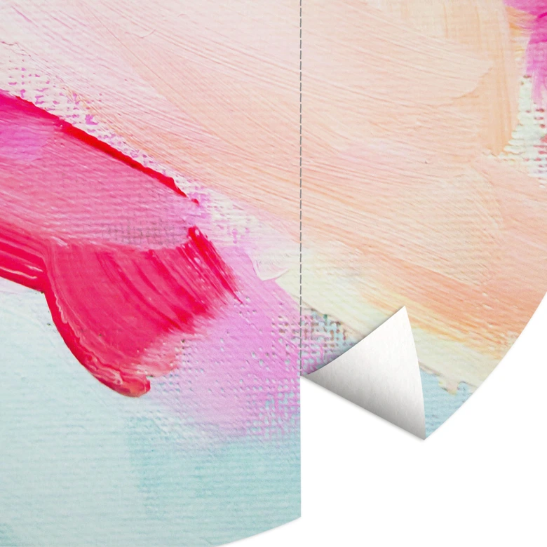 Penseldrag rosa och turkos - Rund - Fototapet - Haniff - non-woven tapet/självhäftande non-woven tapet 