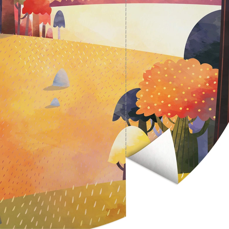 Fototapeta jesienny las - DigitalArtsi - okrągła - tapeta flizelinowa/tapeta flizelinowa samoprzylepna 