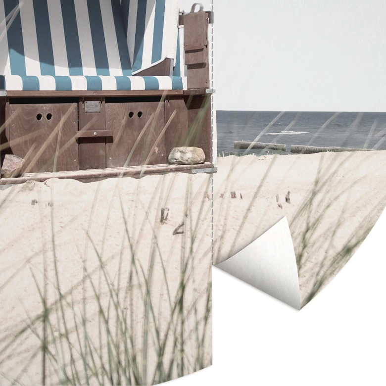 Strandstol vid Östersjön - rund Fototapet - non-woven tapet/självhäftande non-woven tapet 