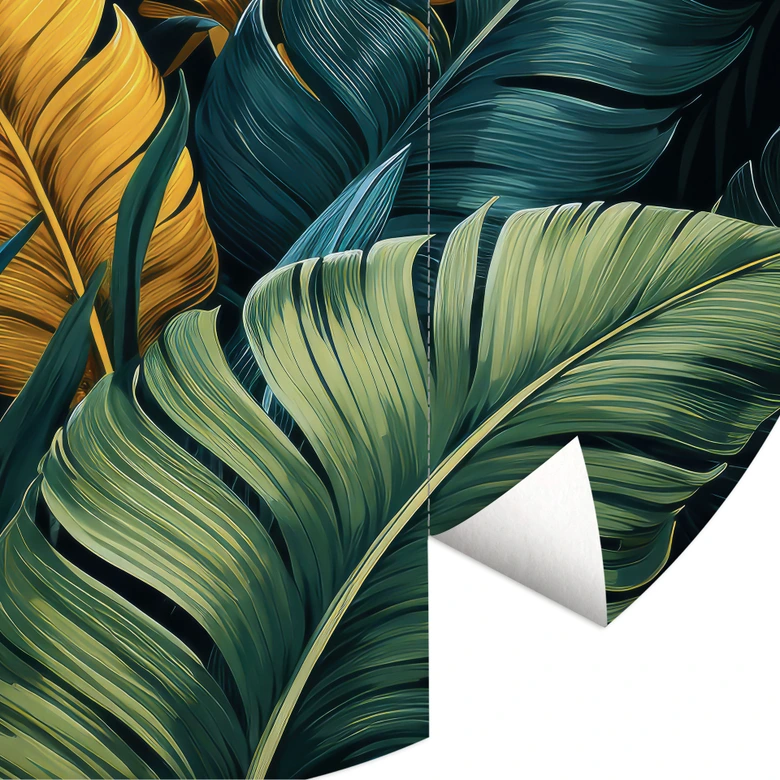Fotomural de hojas de palmera de colores - Jaszke - Redondo - Papel pintado autoadhesivo/no tejido 