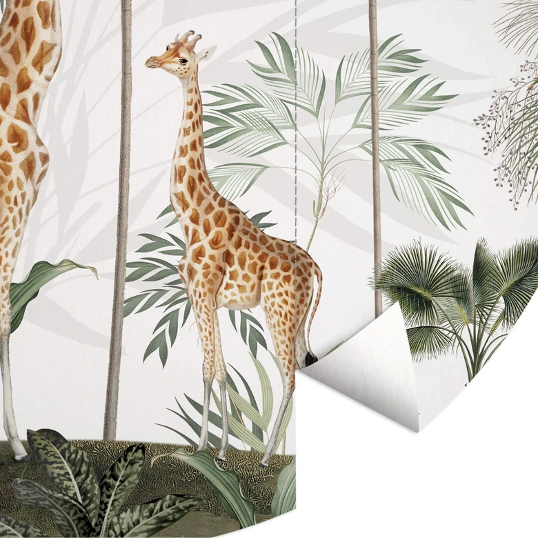 Fotomural Kikki Belle - Las jirafas - Redondo - Papel pintado autoadhesivo/no tejido 