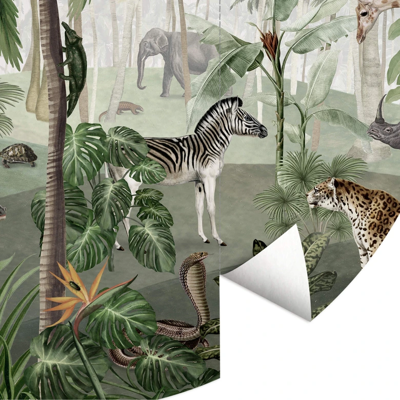 Behangcirkel Kikki Belle - Searching in the Jungle - vliesbehang/zelfklevend vliesbehang 