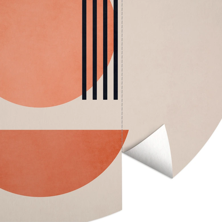 Abstrakcyjna geometryczna Fototapeta w brzoskwiniowych kolorach - Cubistika - Okrągła - tapeta flizelinowa/tapeta flizelinowa samoprzylepna 