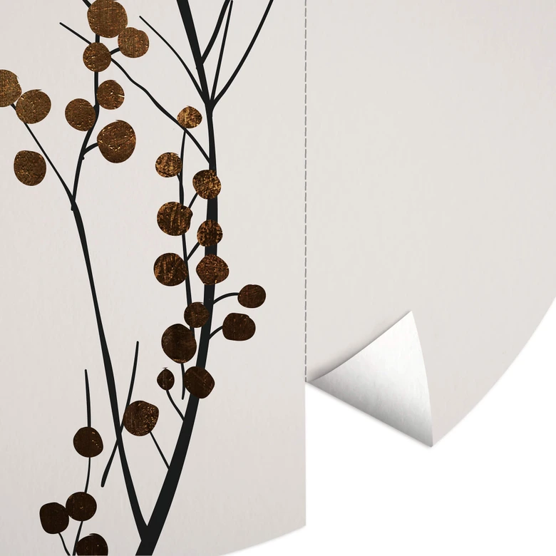 Fototapet - Rundt Kubistika - Golden Branch - vliesetapet/selvklæbende non-woven tapet 