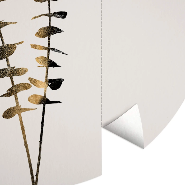 Kubistika - Eucalipto negro y dorado - fotomural redondo - Papel pintado autoadhesivo/no tejido 