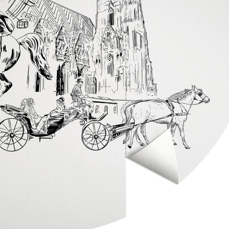 Behangcirkel Love your City - Wenen, Oostenrijk - zwart wit - vliesbehang/zelfklevend vliesbehang 