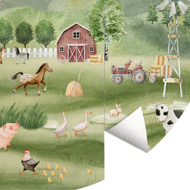 Bauernhof Fototapete Kinderzimmer - Oliver Robins - Rund - Selbstklebend/Vlies 