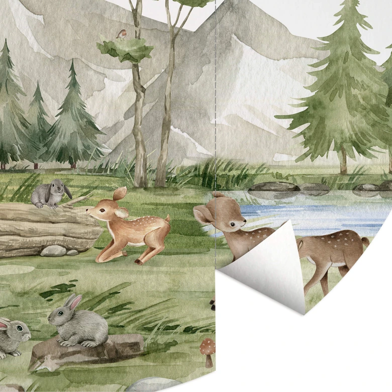 Oliver Robins - Söta djur i skogen - Fototapet - non-woven tapet/självhäftande non-woven tapet 