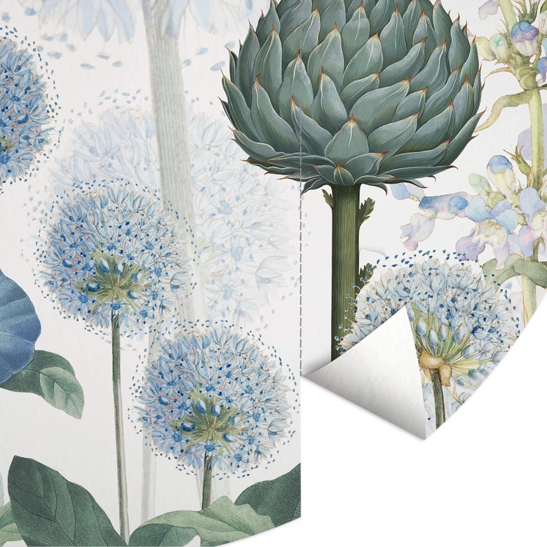 Fototapete Sir Edward - Blaue Wildwiese - Rund - Selbstklebend/Vlies 