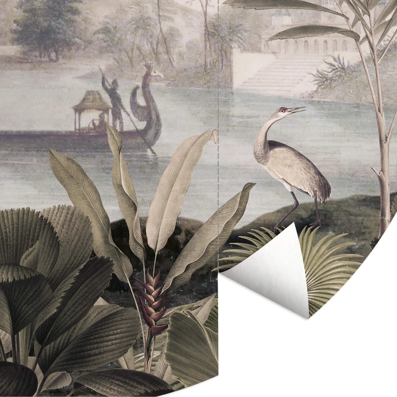 Fototapete Sir Edward - Landschaft mit Leoparden - Rund - Selbstklebend/Vlies 