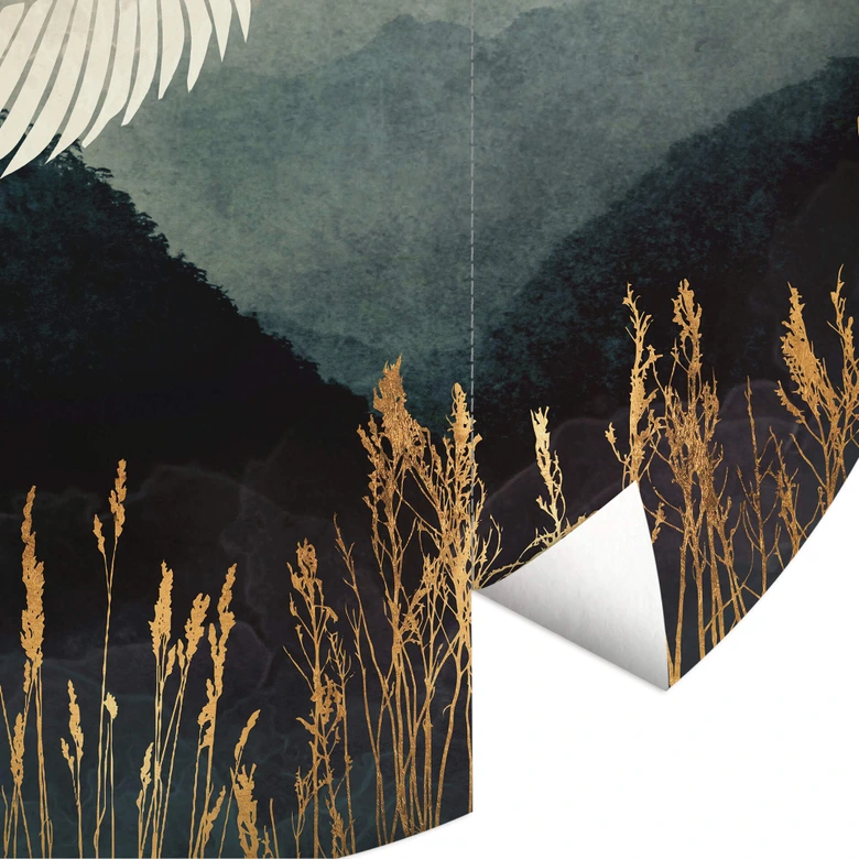 Behangcirkel SpaceFrog Designs - Elegante Kraanvogel - Japandi - vliesbehang/zelfklevend vliesbehang 