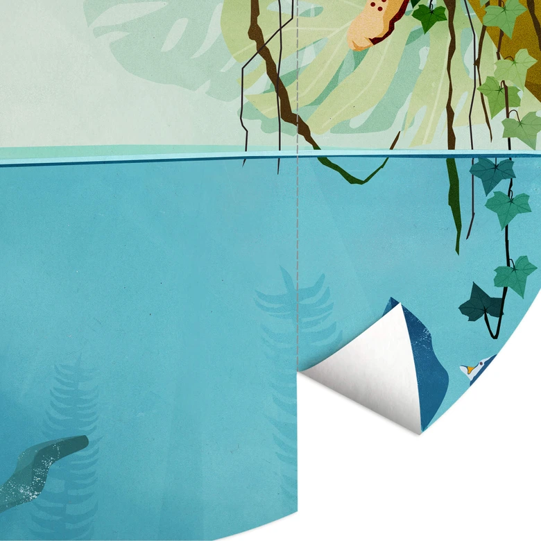 Goed Blauw - Tygrys w dżungli - Fototapeta okrągła - tapeta flizelinowa/tapeta flizelinowa samoprzylepna 