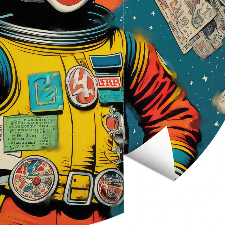 Fototapete Treechild - Mickey als Astronaut im Retro Stil - Rund - Selbstklebend/Vlies 