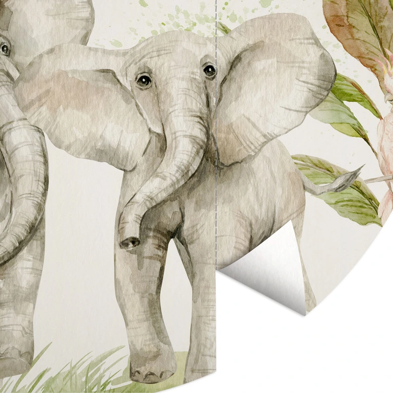 Tapet cirkel Dyr i den tropiske jungle - UN Designs - vliesetapet/selvklæbende non-woven tapet 