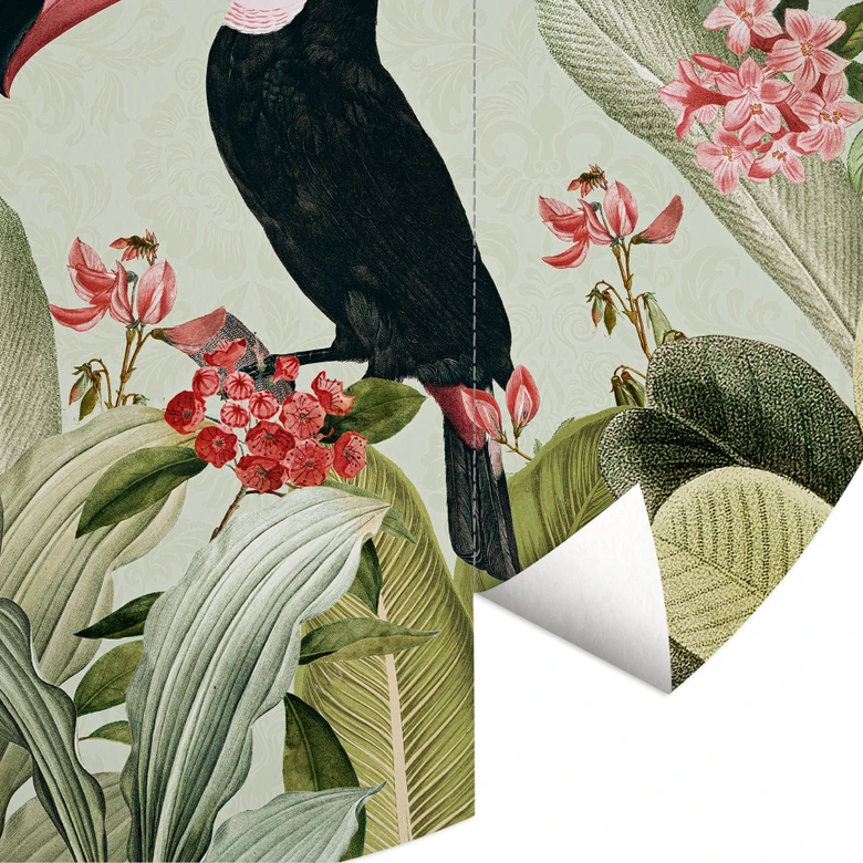 Tapet cirkel Tukan i et jungleparadis - UN Designs - vliesetapet/selvklæbende non-woven tapet 