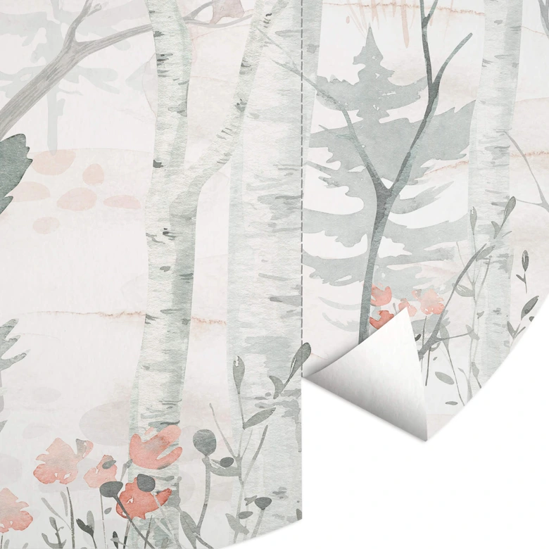 Round wall mural Kvilis - In the Forest - non self-adhesive/self-adhesive wallpapers 