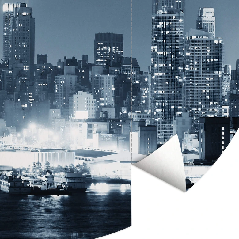 Round wall mural New York at Night 1 - non self-adhesive/self-adhesive wallpapers 