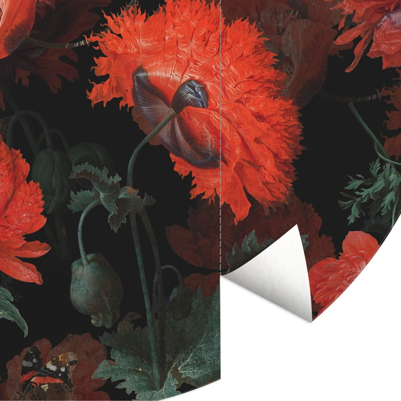Fototapet - Rundt UN Designs - røde blomster - vliesetapet/selvklæbende non-woven tapet 