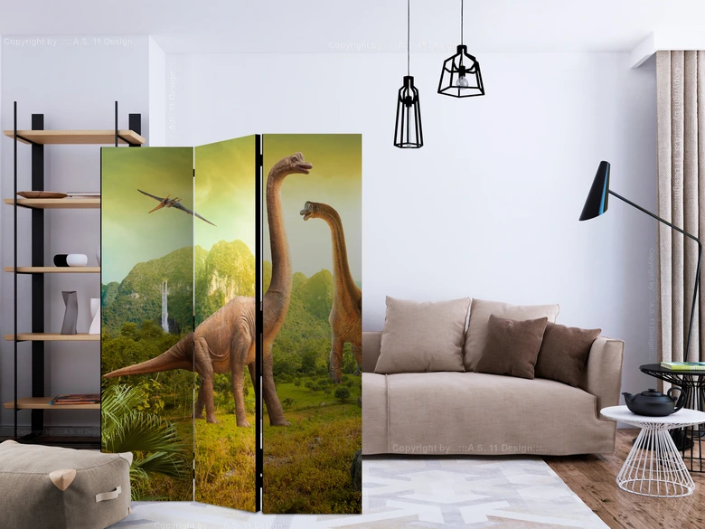 Paravent Séparation de pièce - Au royaume des dinosaures, 3 pièces 