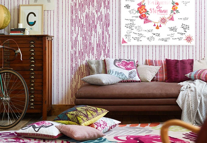 Leinwandbild Hippie Aquarell + Wunschtext 