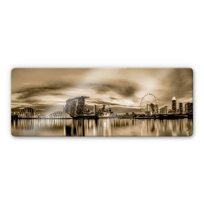 Tableau sur verre Xie - Lights in Singapore - Panorama 