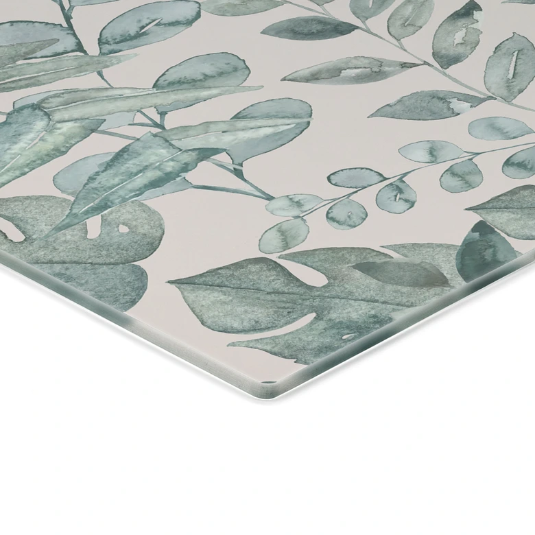 Glas billede Jungle blade akvarel creme - Bloomery Decor 