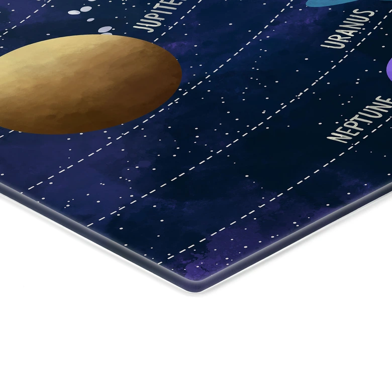 Glasbild Sonnensystem mit Planeten und Sonne - Cats & Dotz 