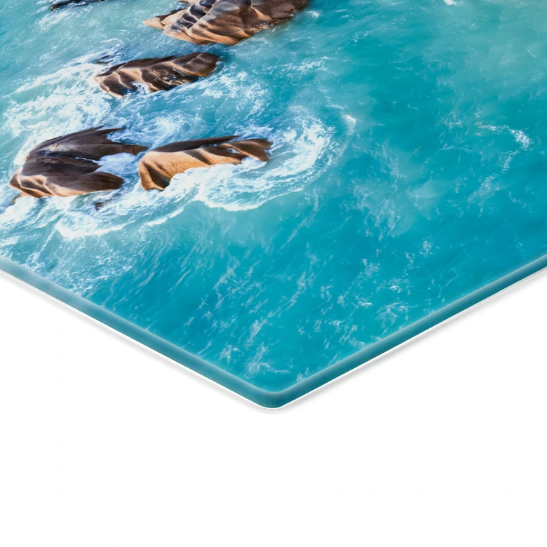 Glasbild Tropische Felsenküste der Seychellen - Colombo 