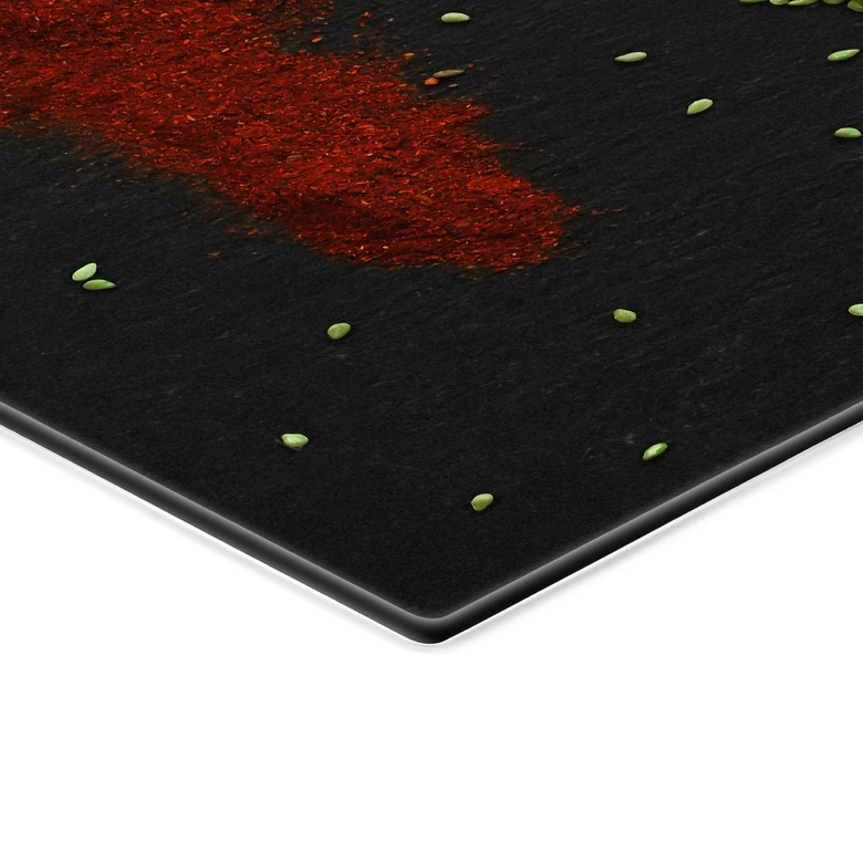 Tableau sur verre Herbes et épices sur une cuillère en bois - Dingemans 