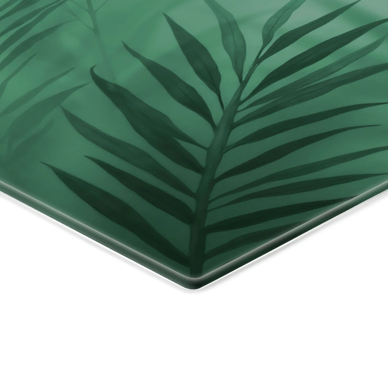Glasbild Grüne Palmenblätter 