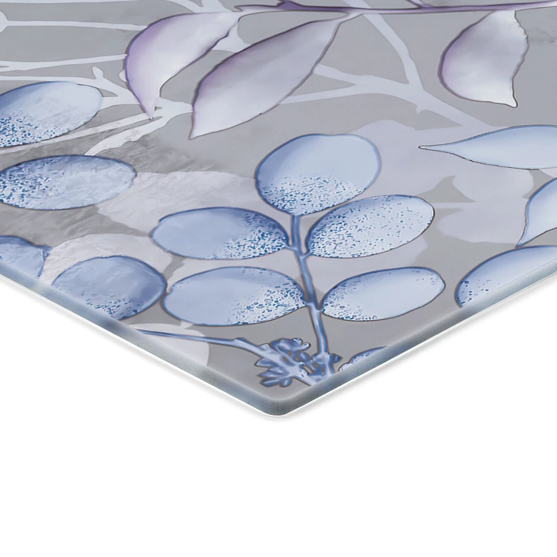 Glasbild Blaue Aquarell-Pflanzen - Haase 