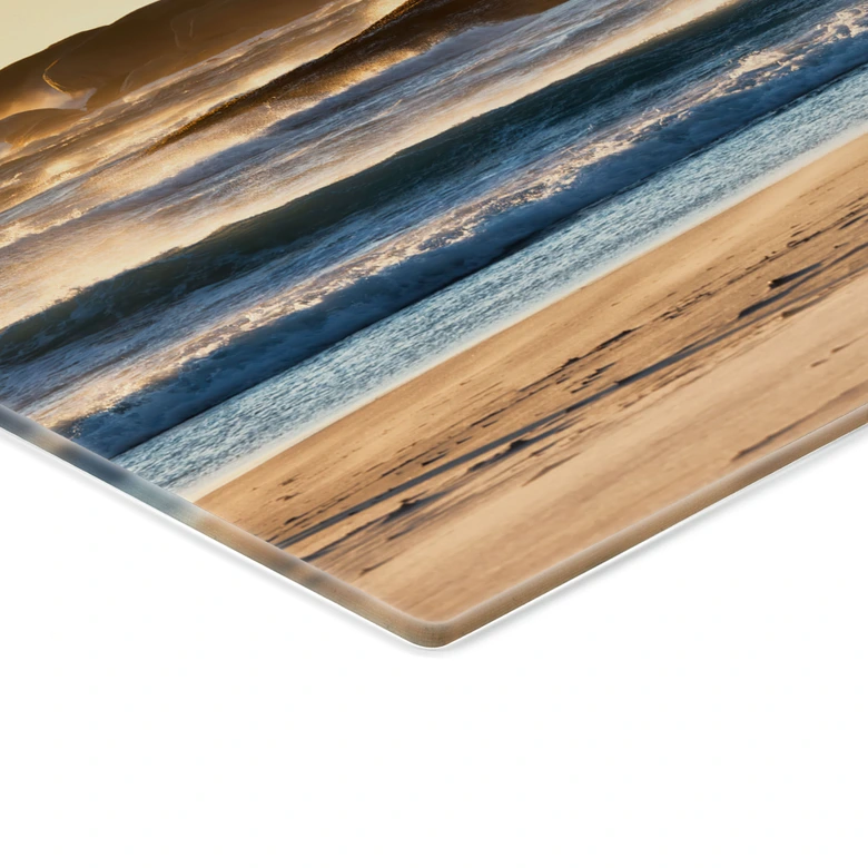 Glasbild Strandküste bei Sonnenaufgang in Afrika - Hugonnard 