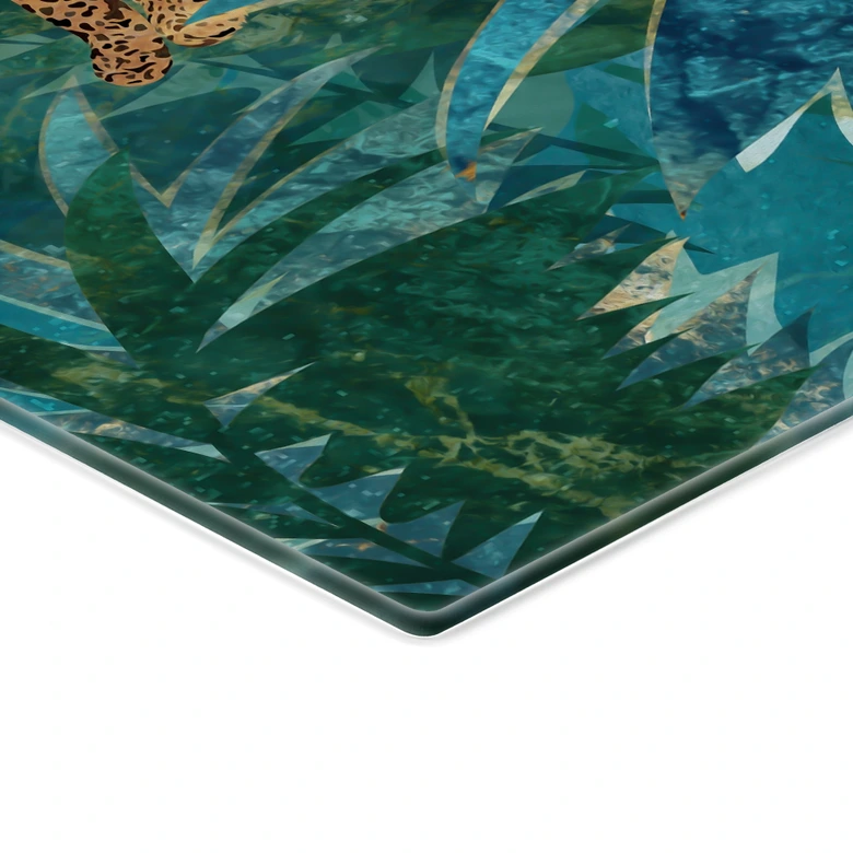 Glasbild Leopard im smaragdgrünen Dschungel - Manovski 