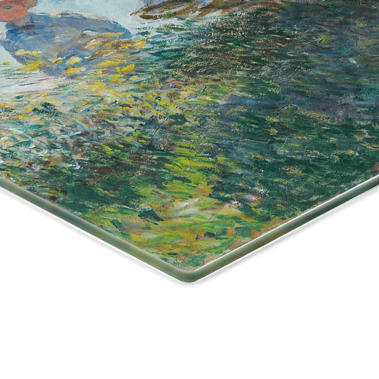 Glasbild Monet - Frau mit Sonnenschirm - Madame Monet und ihr Sohn 