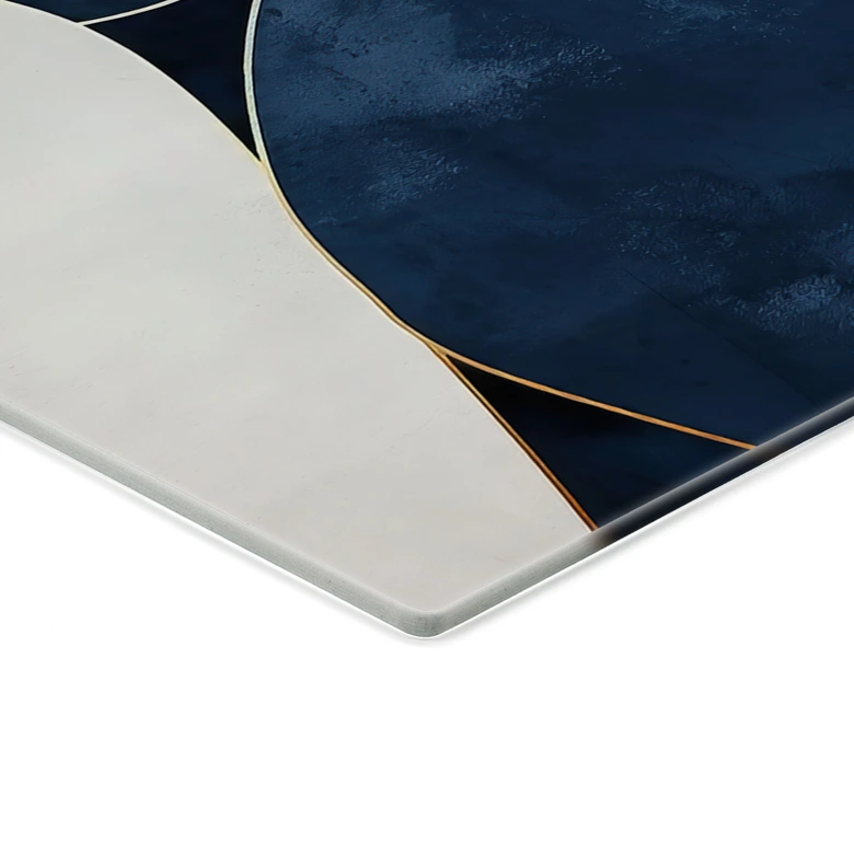 Glasbild Geometrische Balance in Blau und Weiß - Paksoylu 