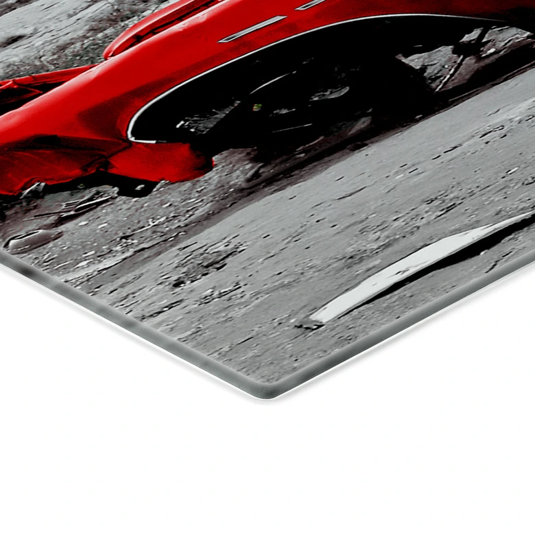 Glasbild Roter Cadillac 