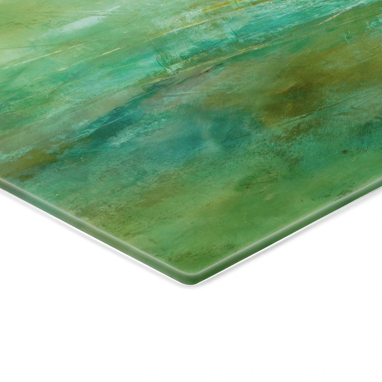 Glasbild Abstrakter Horizont in Limettengrün - Schmucker 