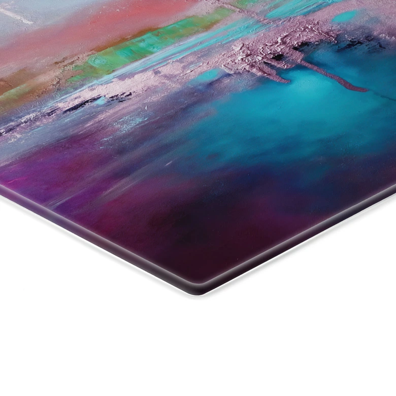 Glasbild Violetter Regen über blauem Dunst - Schmucker 