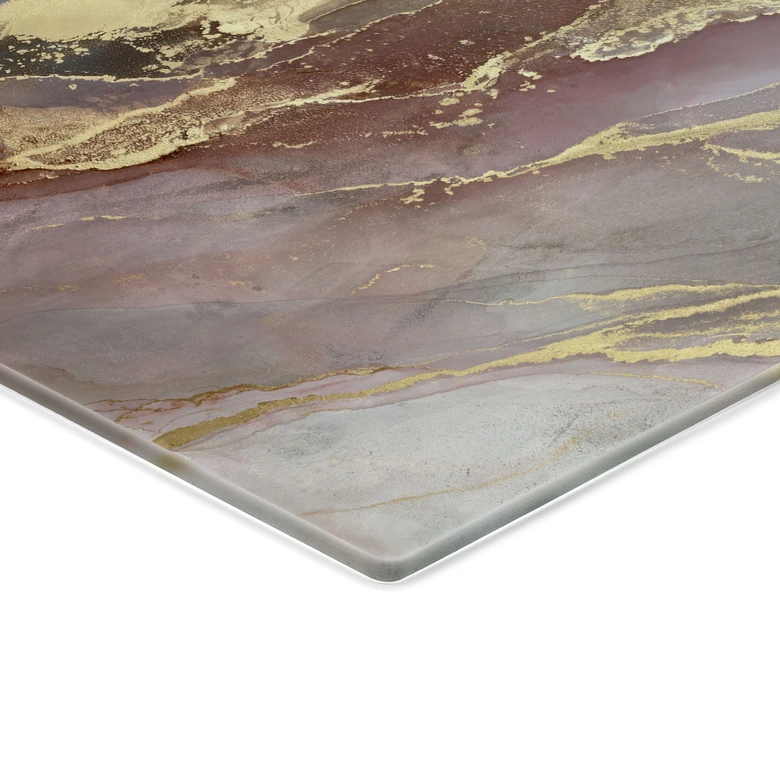 Glasbild Edle Strukturen in Gold und Violett - Shelest 