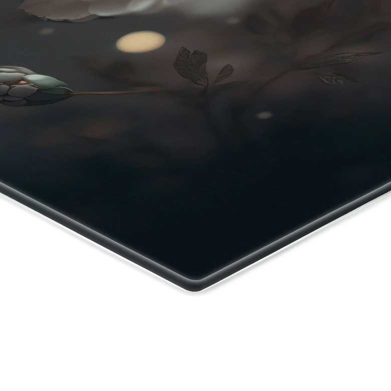 Glasbild Weiße Blumen mit Goldstaub - Treechild 