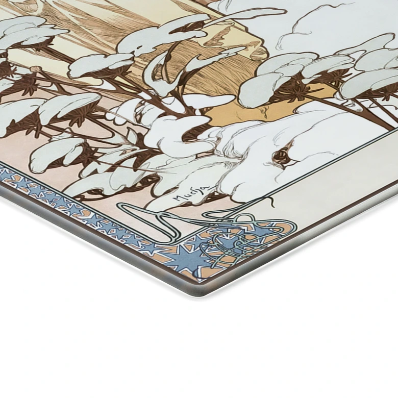 Glasbild Mucha - Jahreszeiten: Der Winter 1900 