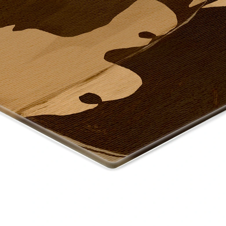 Glasbild Abstrakte Komposition in warmen Erdtönen - Al Dafai - Quadratisch 