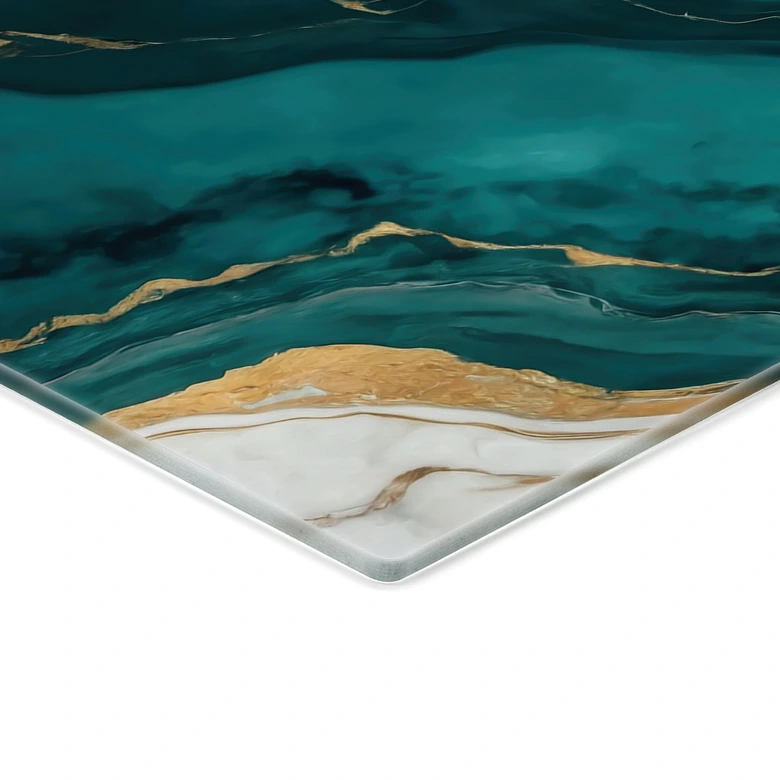 Tableau en verre Rivière de marbre d'or et de jade - Alpenglow Workshop - Carré 