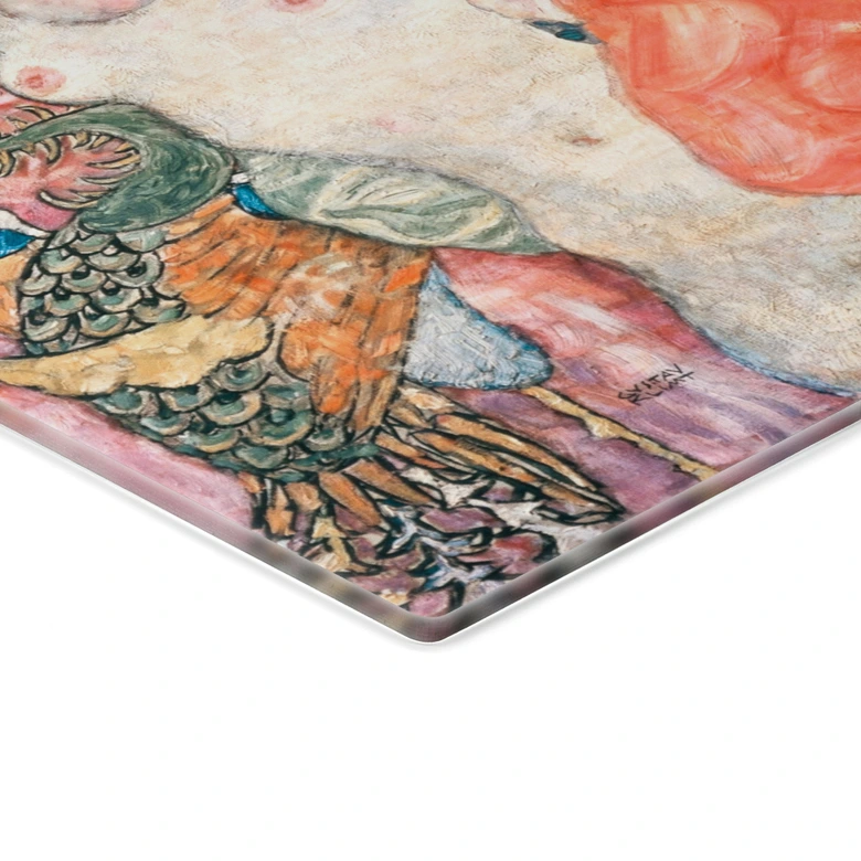 Glasschilderijen Klimt - De vriendinnen - Vierkant 