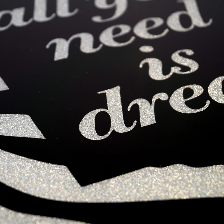 Wandbild All you need is dream - Silber Glitzer 
