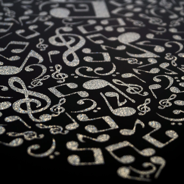 Wanddecoratie Muziek Hart - zilver glitter 