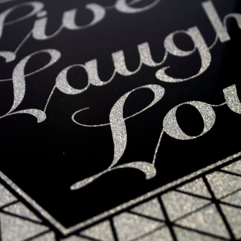 Wandbild Live-Laugh-Love - Silber Glitzer 